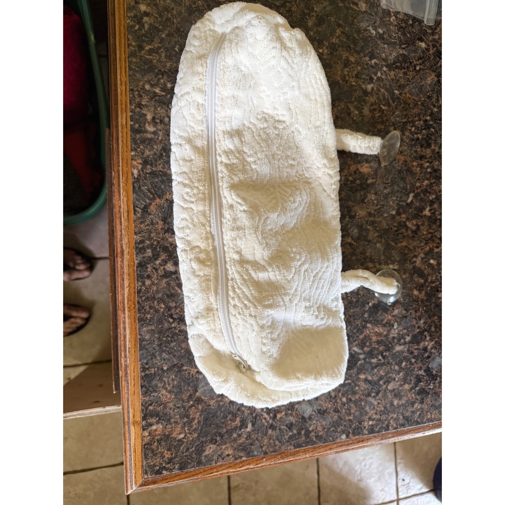 White‎ Terry Cloth Bath Pillow with Suction Cups and Zippered Cover